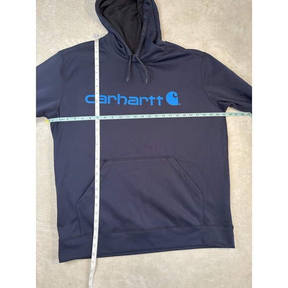 Carhartt Force Hoodie Mens L Large Navy Blue Relaxed Fit Pullover Sweatshirt - Picture 8 of 10